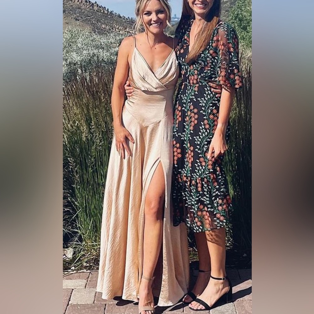 Fame and Partners Draped Backless Gown